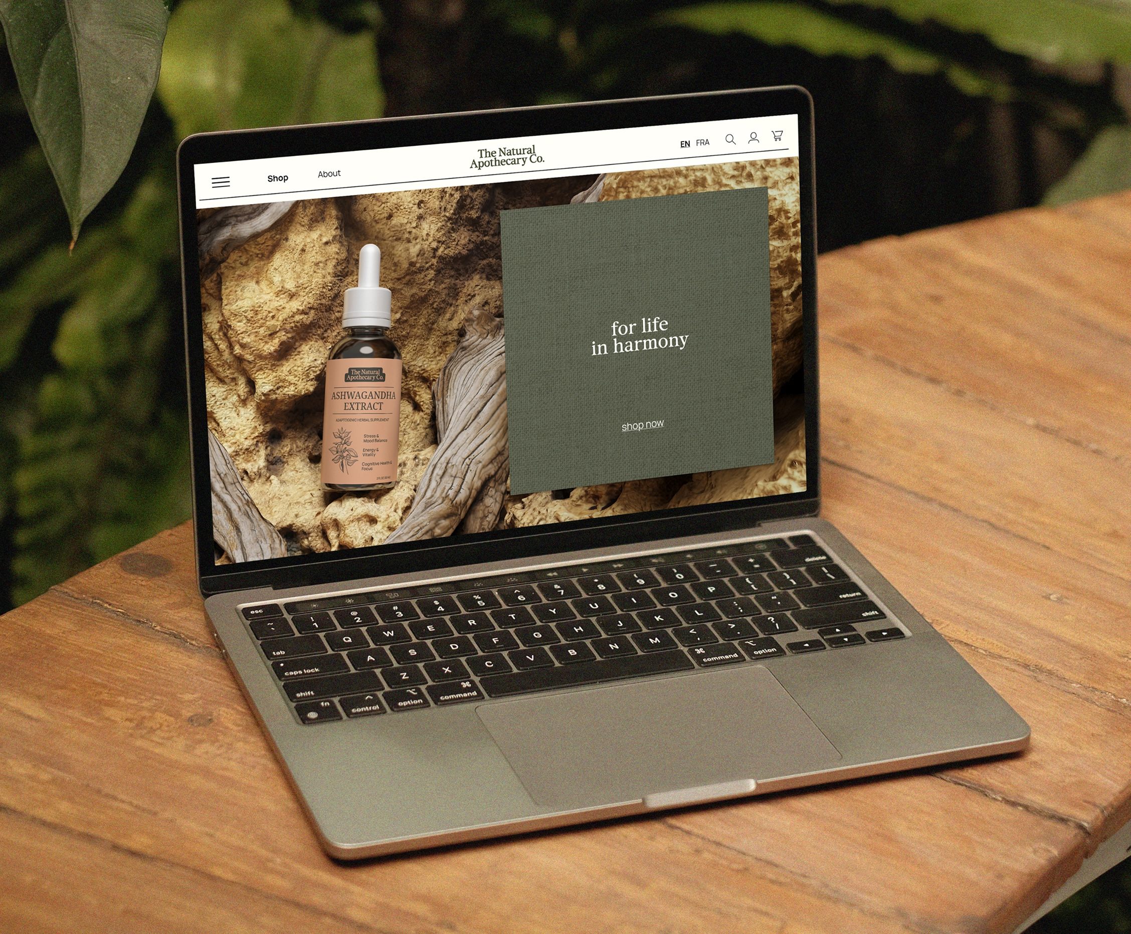 The Natural Apothecary Website on Laptop